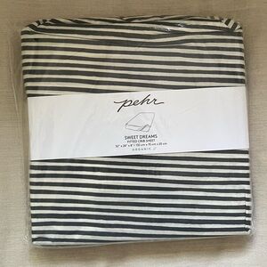 Pehr Stripes Away Ink Blue Striped Crib Sheet